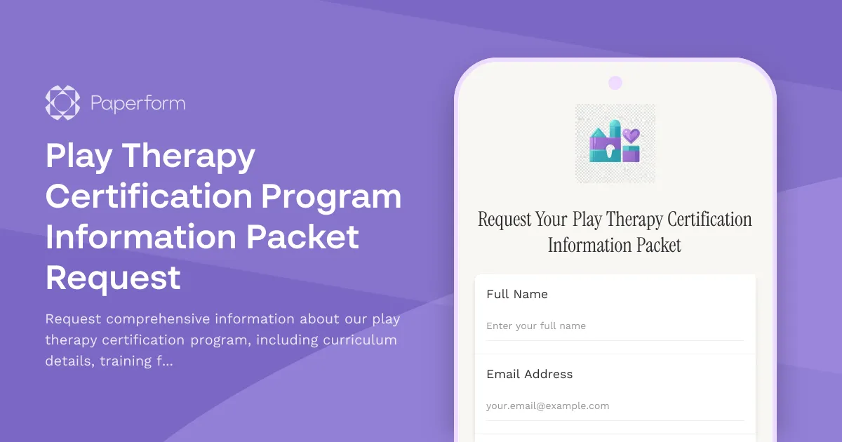Play Therapy Certification Program Information Packet Request