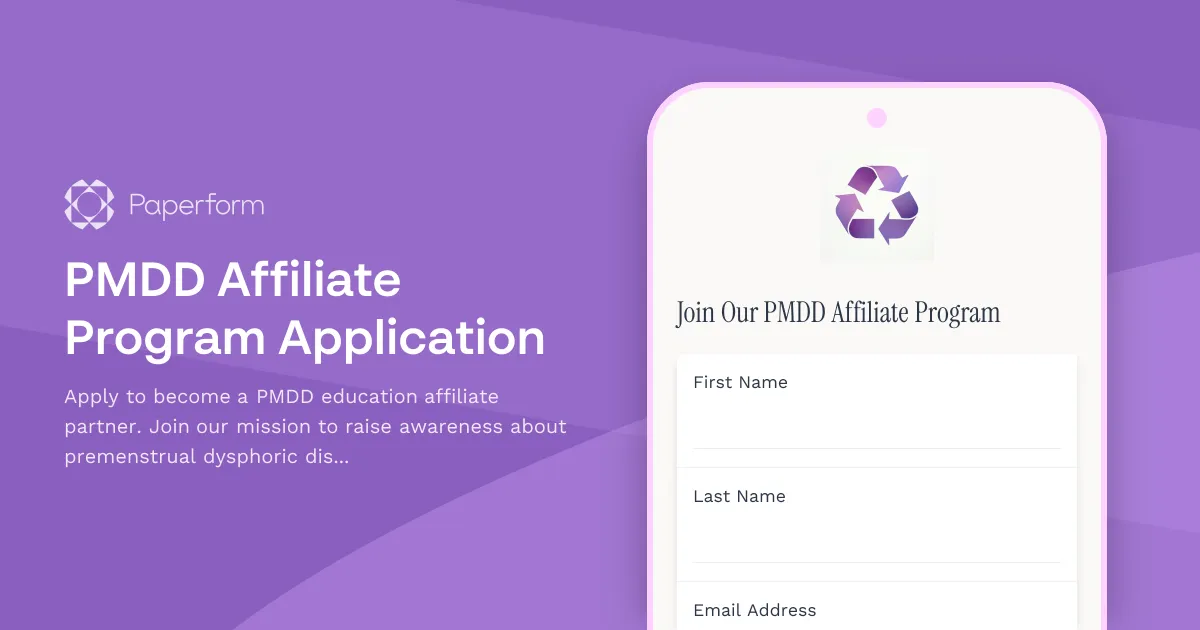 PMDD Affiliate Program Application