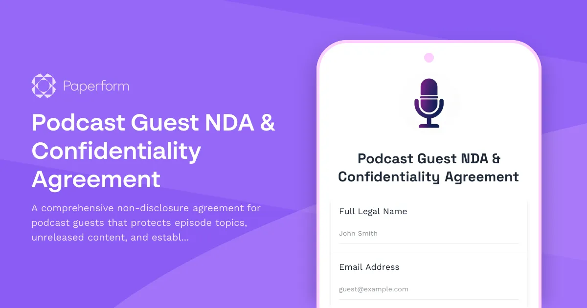 Podcast Guest NDA & Confidentiality Agreement