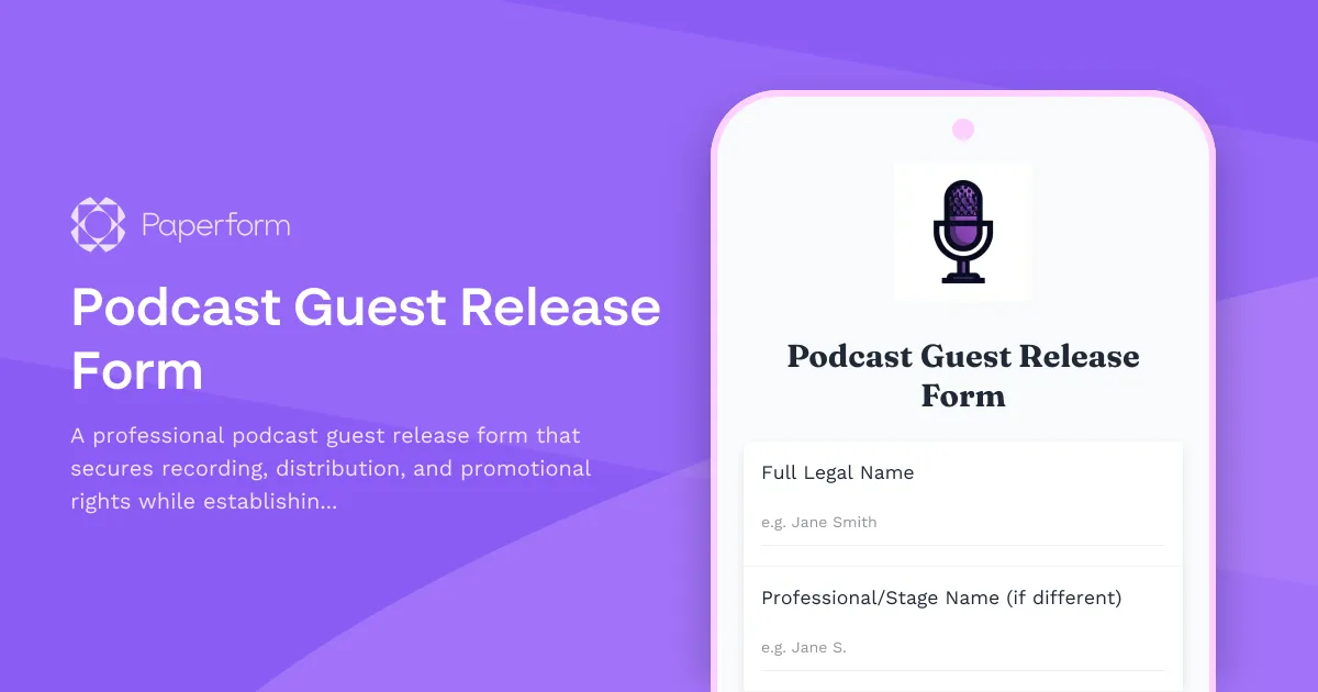 Podcast Guest Release Form