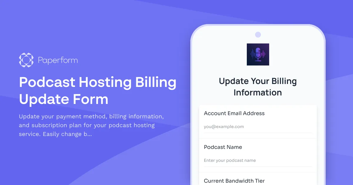 Podcast Hosting Billing Update Form
