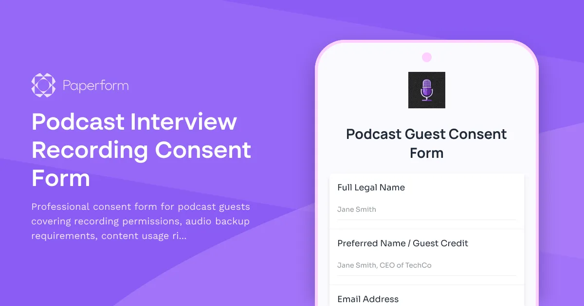 Podcast Interview Recording Consent Form