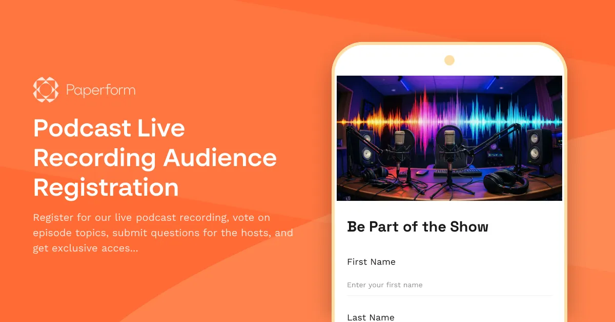 Podcast Live Recording Audience Registration