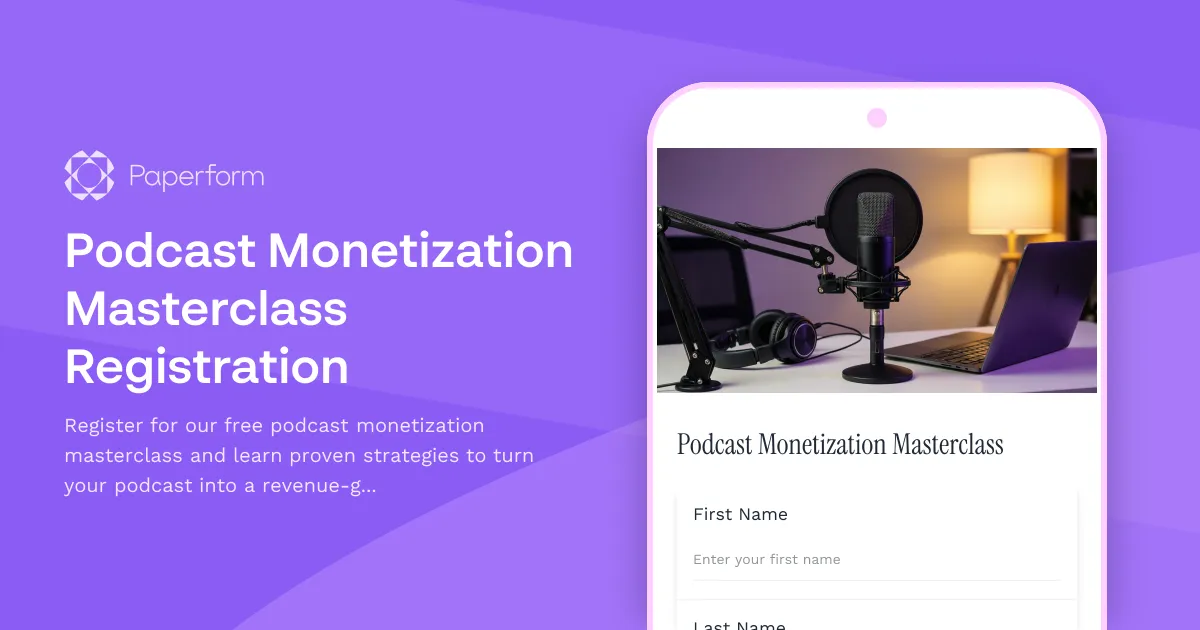 Podcast Monetization Masterclass Registration
