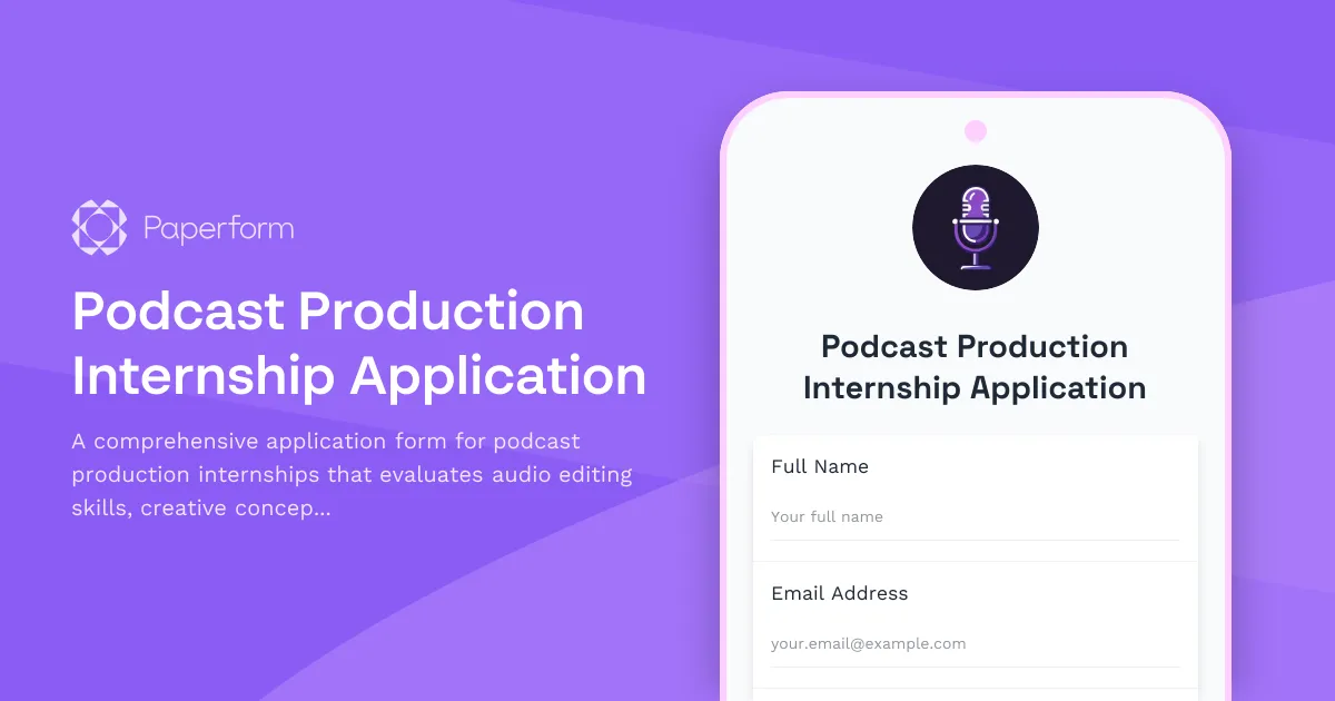 Podcast Production Internship Application