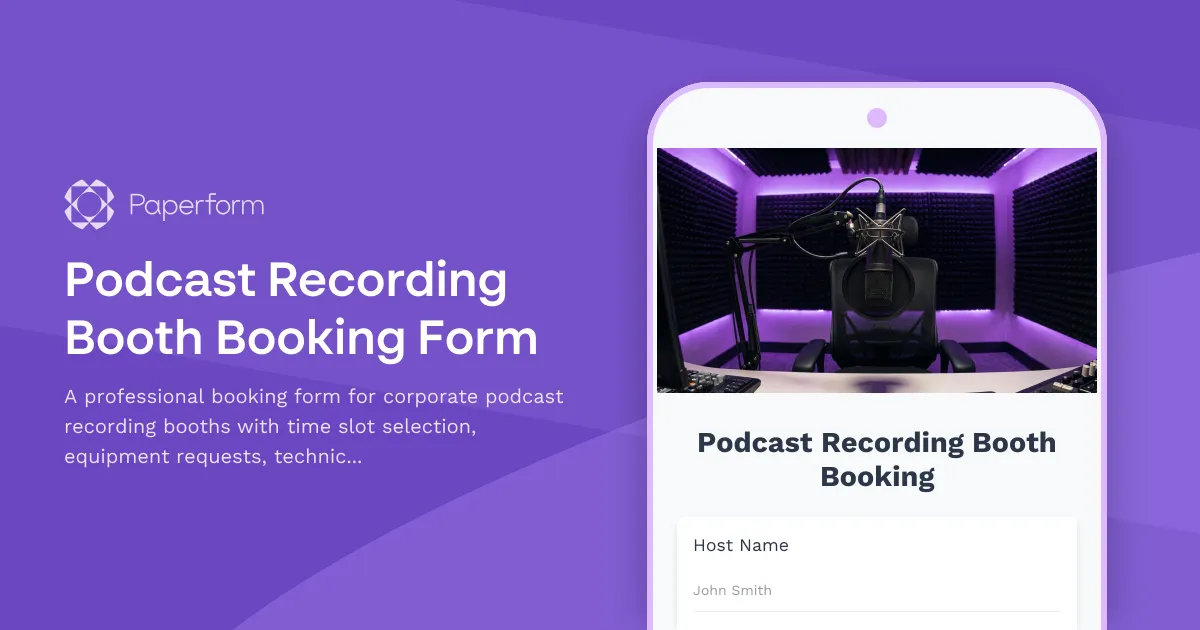 Podcast Recording Booth Booking Form