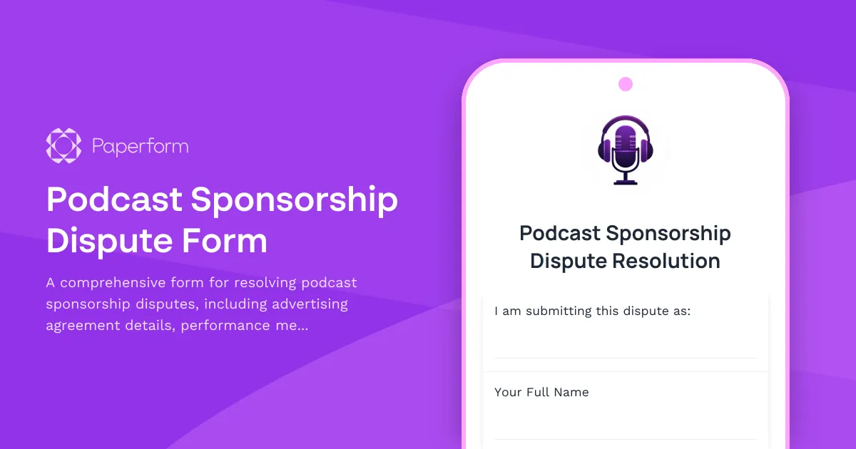 Podcast Sponsorship Dispute Form