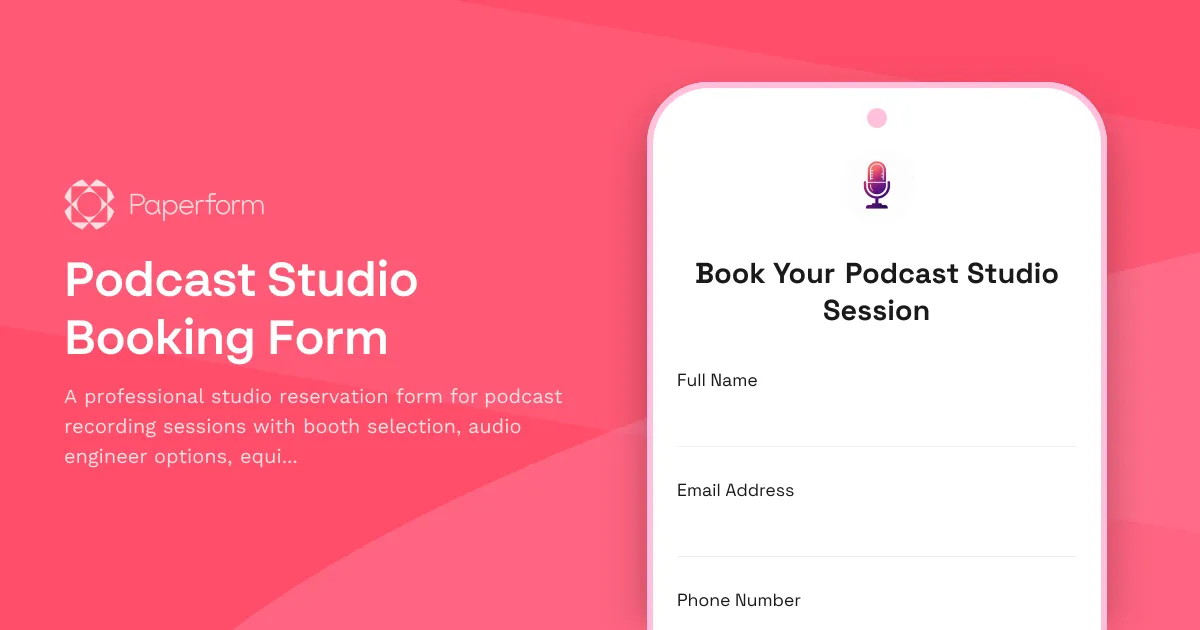 Podcast Studio Booking Form