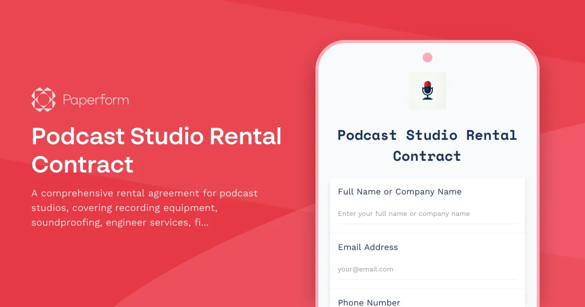 Podcast Studio Rental Contract