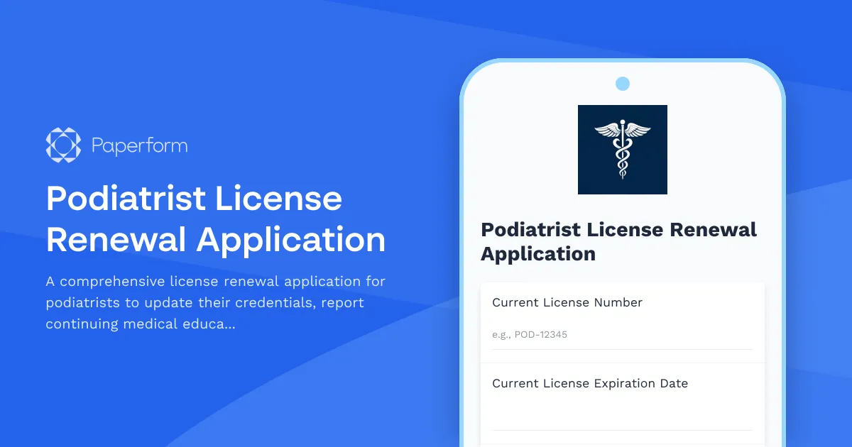 Podiatrist License Renewal Application