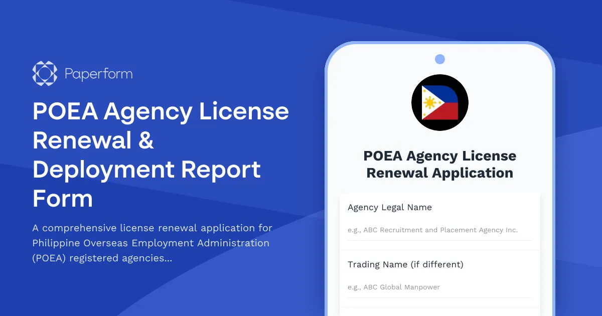 POEA Agency License Renewal & Deployment Report Form