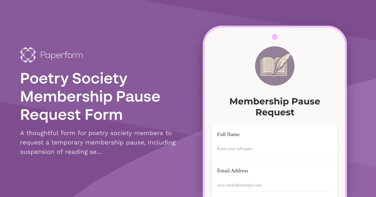 Poetry Society Membership Pause Request Form