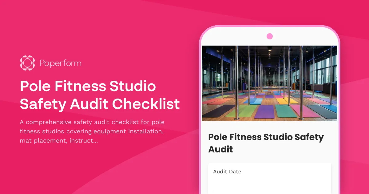 Pole Fitness Studio Safety Audit Checklist