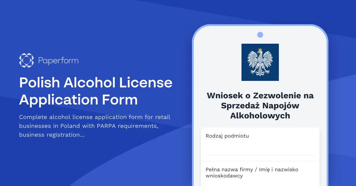 Polish Alcohol License Application Form
