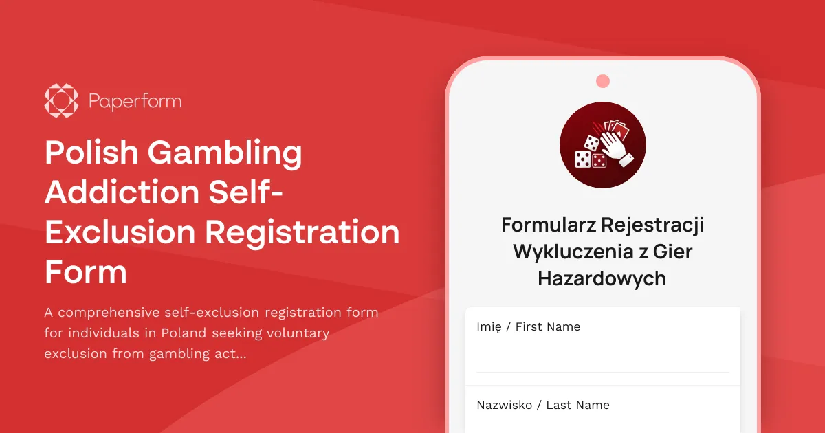 Polish Gambling Addiction Self-Exclusion Registration Form