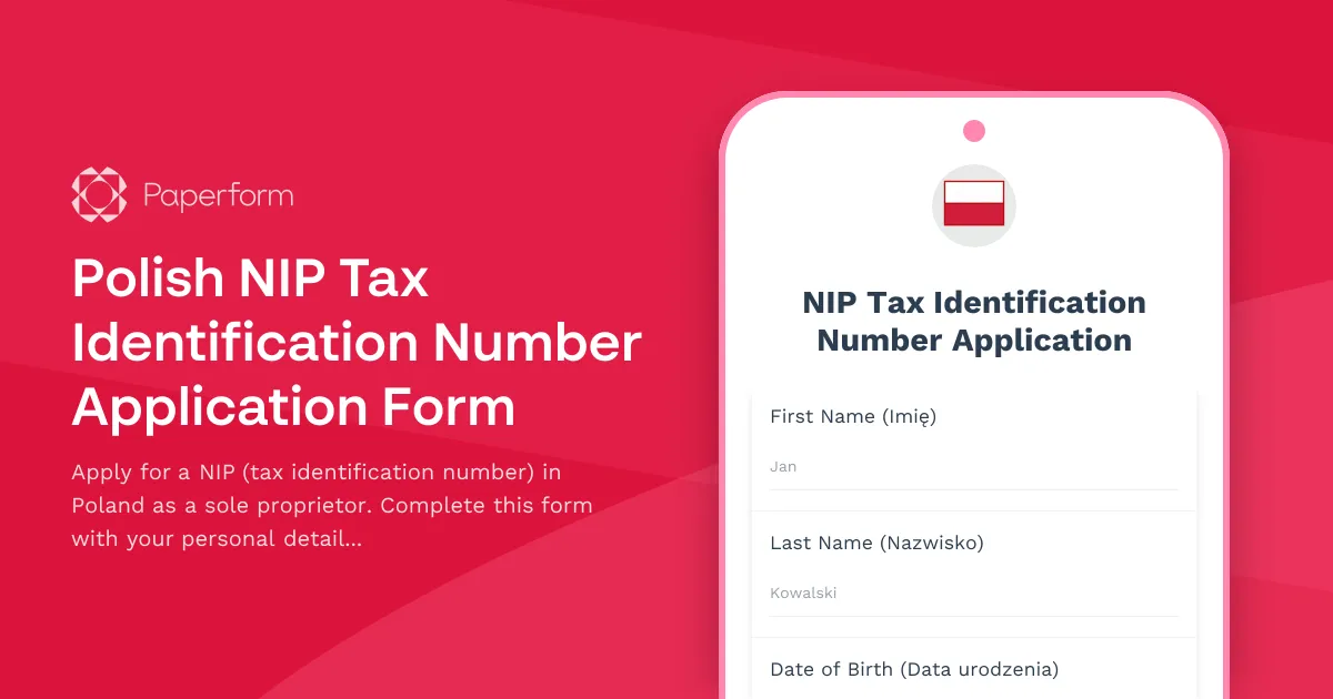 Polish NIP Tax Identification Number Application Form