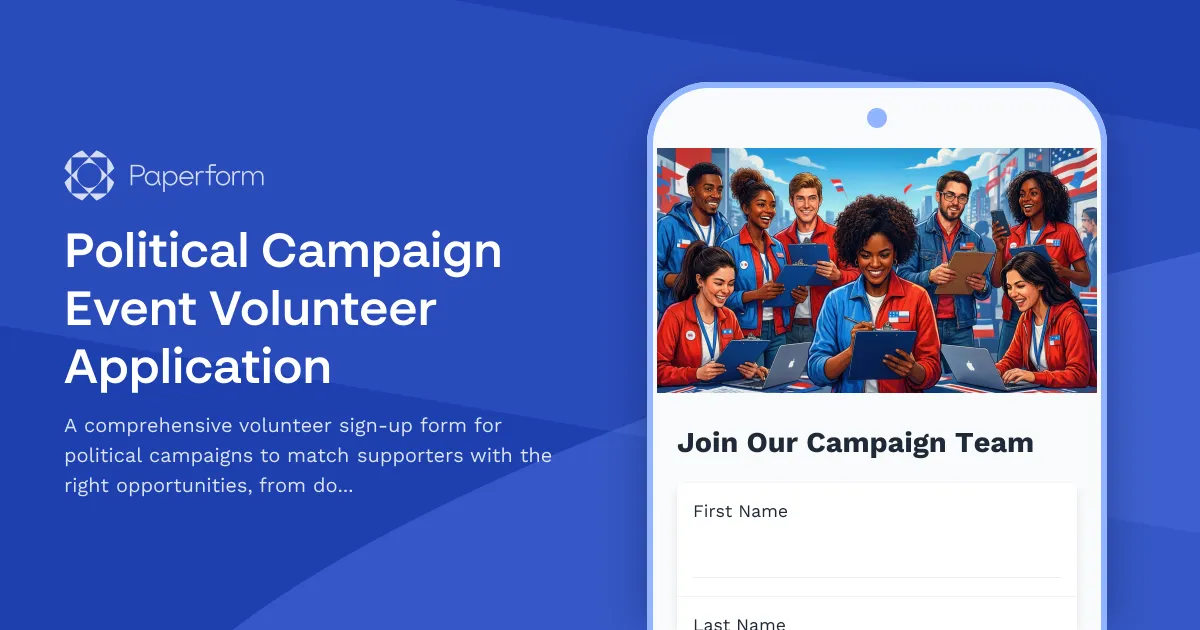 Political Campaign Event Volunteer Application