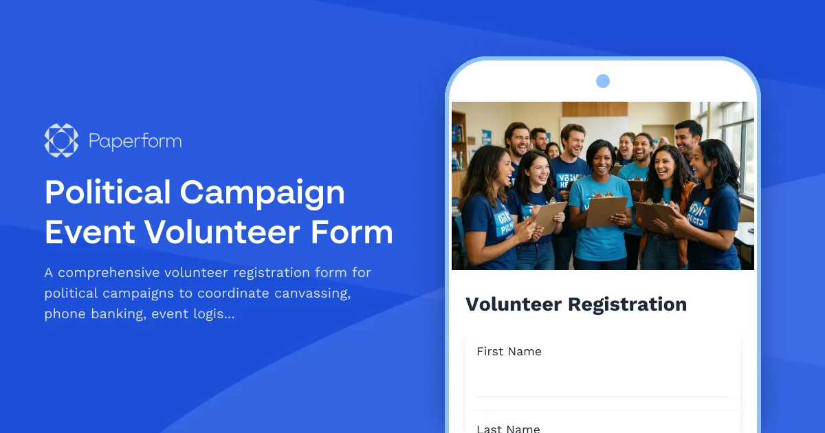 Political Campaign Event Volunteer Form