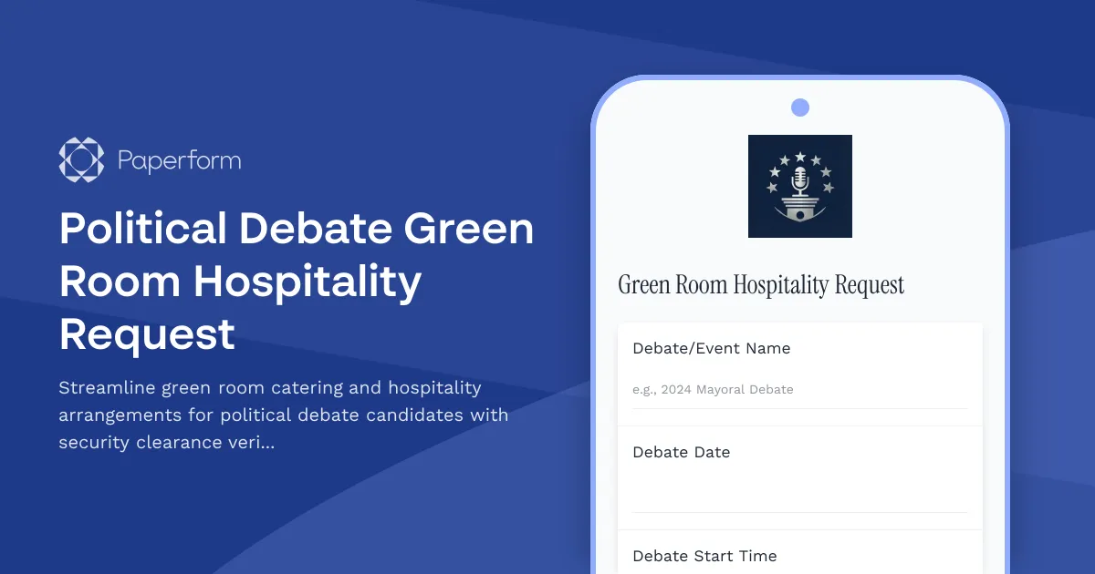 Political Debate Green Room Hospitality Request