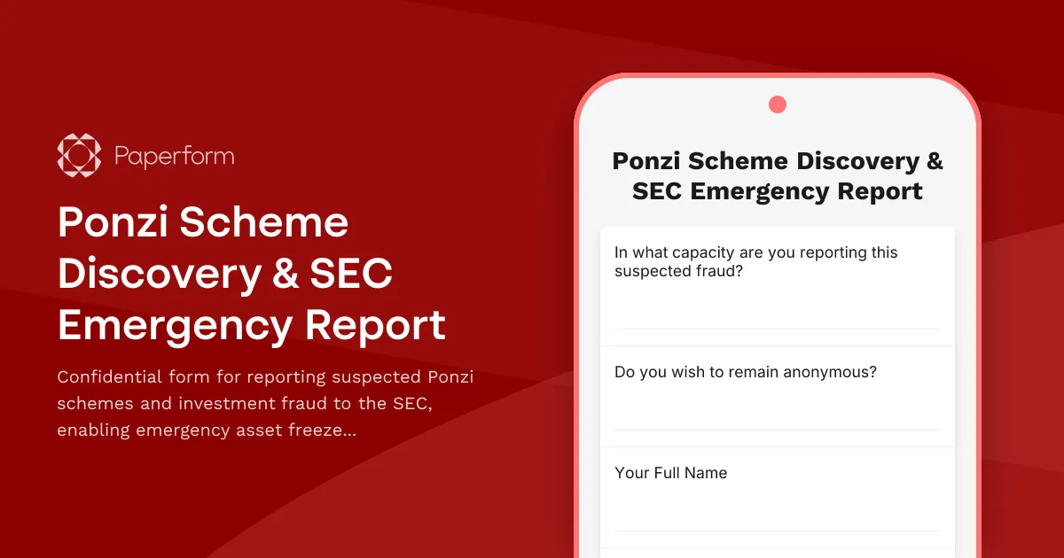 Ponzi Scheme Discovery & SEC Emergency Report
