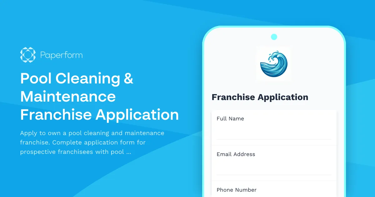 Pool Cleaning & Maintenance Franchise Application