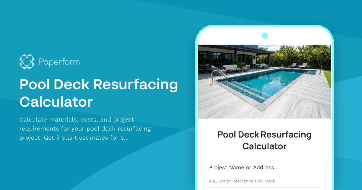 Pool Deck Resurfacing Calculator