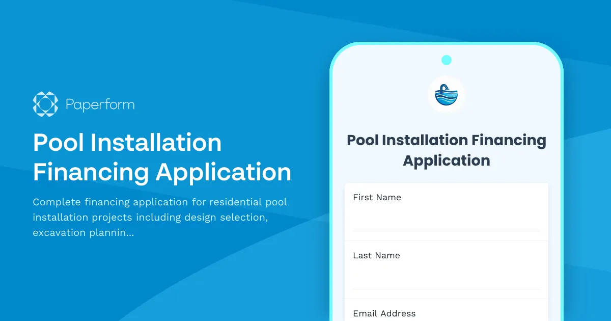 Pool Installation Financing Application