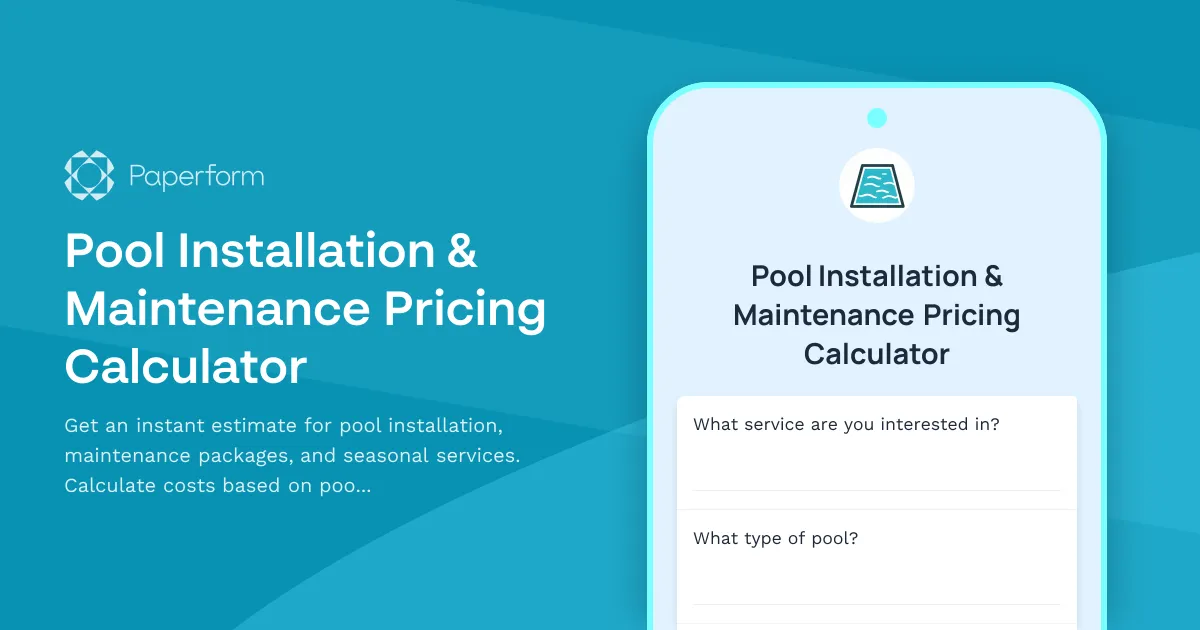 Pool Installation & Maintenance Pricing Calculator