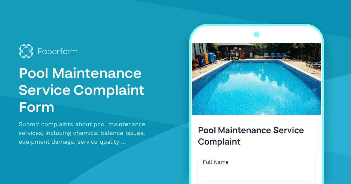 Pool Maintenance Service Complaint Form