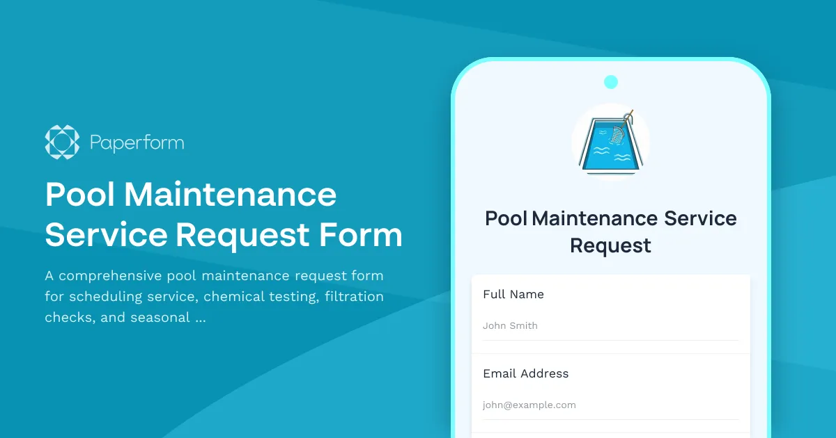 Pool Maintenance Service Request Form