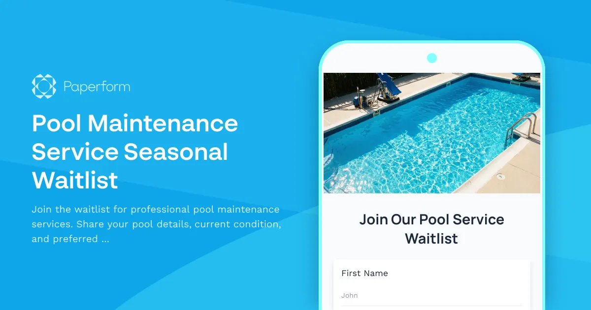 Pool Maintenance Service Seasonal Waitlist