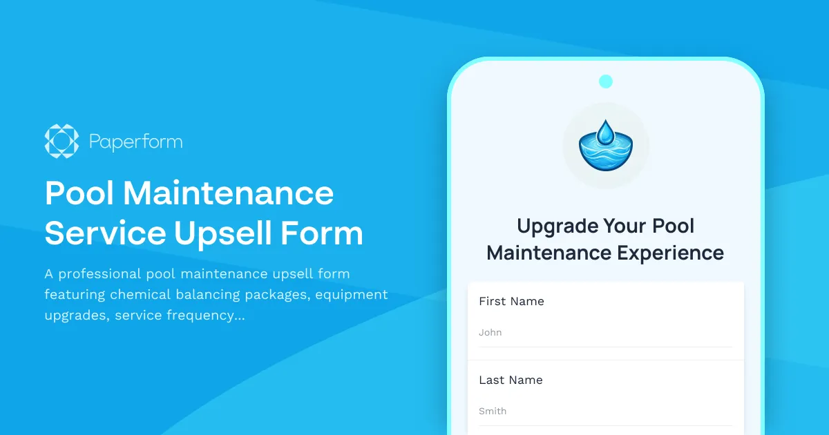 Pool Maintenance Service Upsell Form