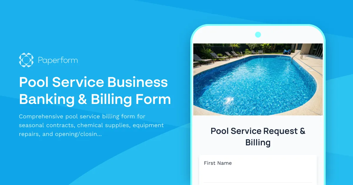 Pool Service Business Banking & Billing Form