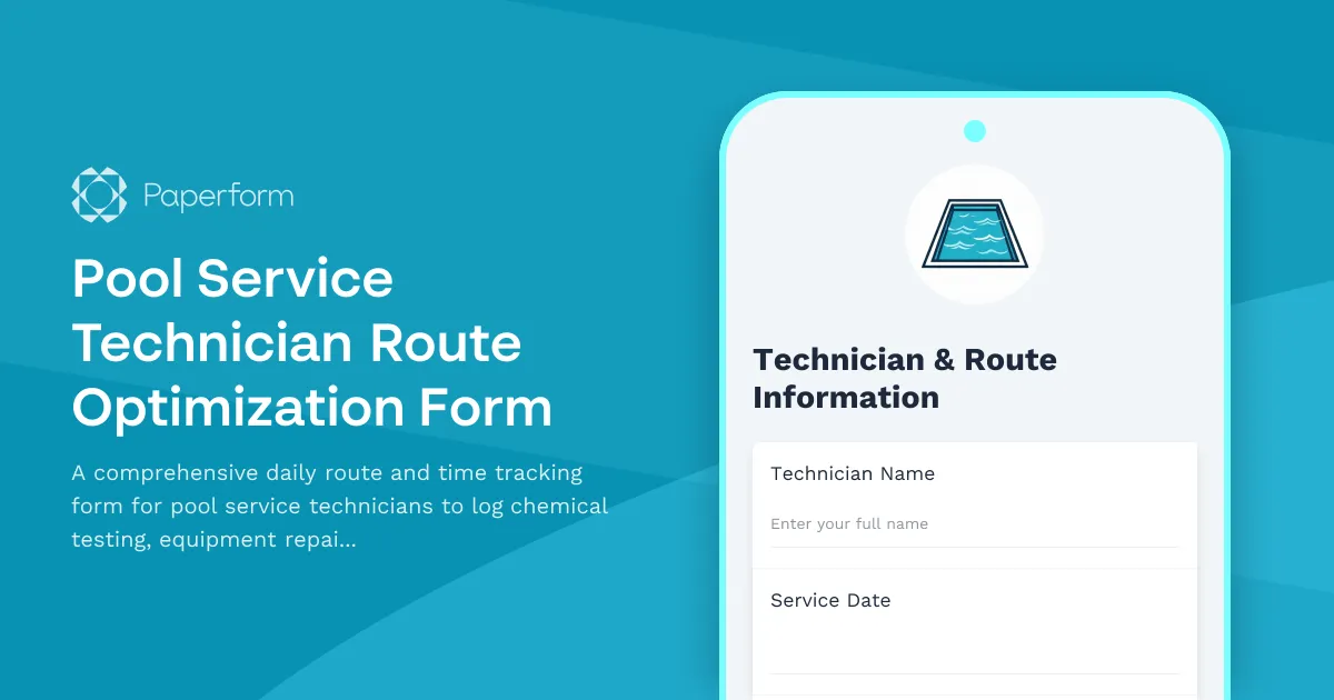 Pool Service Technician Route Optimization Form