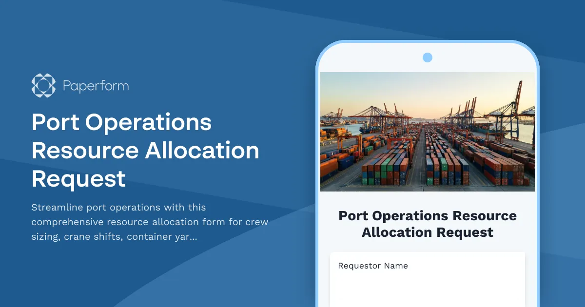Port Operations Resource Allocation Request