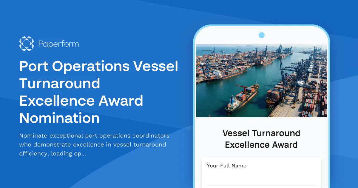 Port Operations Vessel Turnaround Excellence Award Nomination