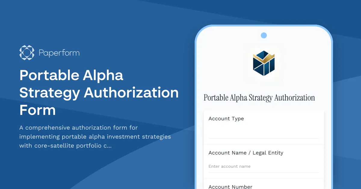 Portable Alpha Strategy Authorization Form