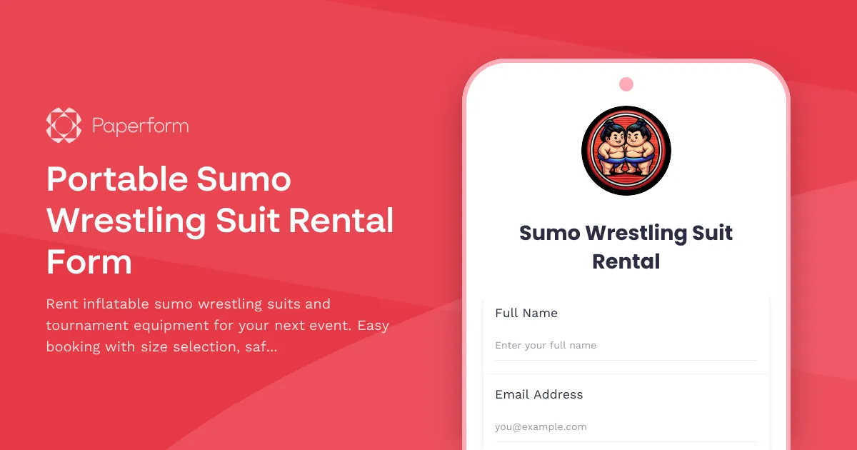 Portable Sumo Wrestling Suit Rental Form