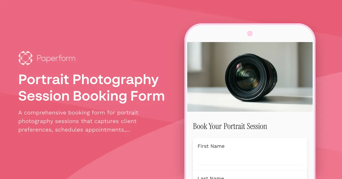 Portrait Photography Session Booking Form