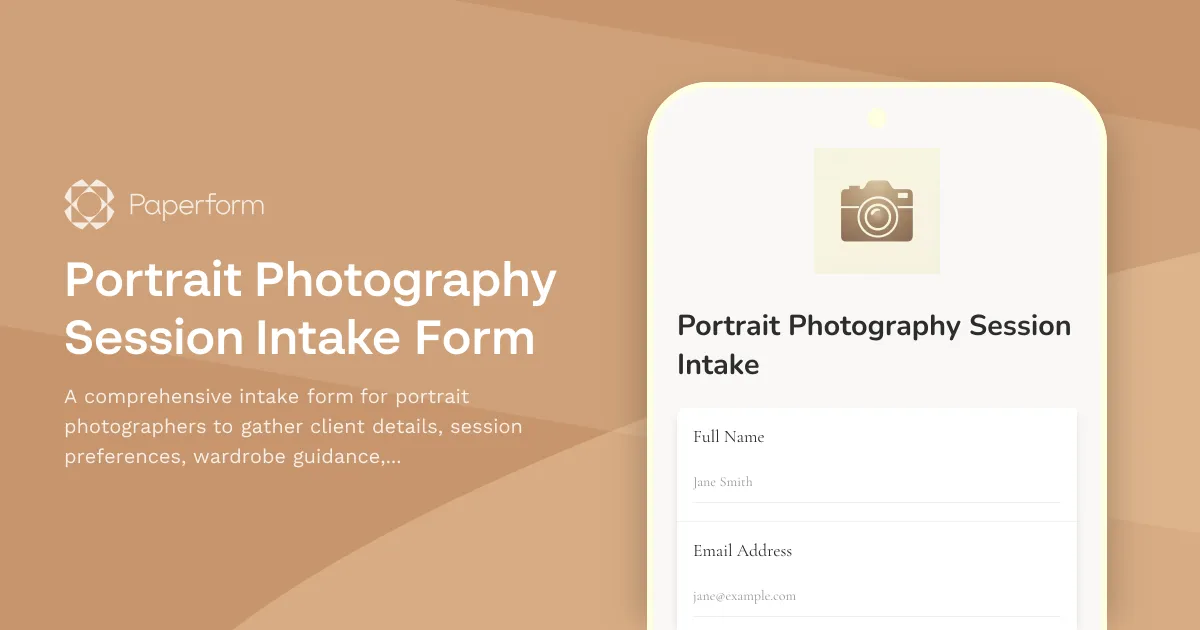 Portrait Photography Session Intake Form
