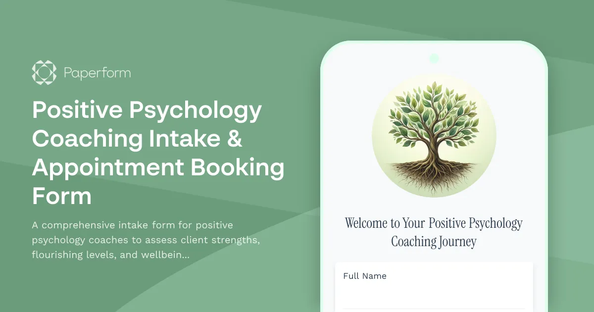 Positive Psychology Coaching Intake & Appointment Booking Form