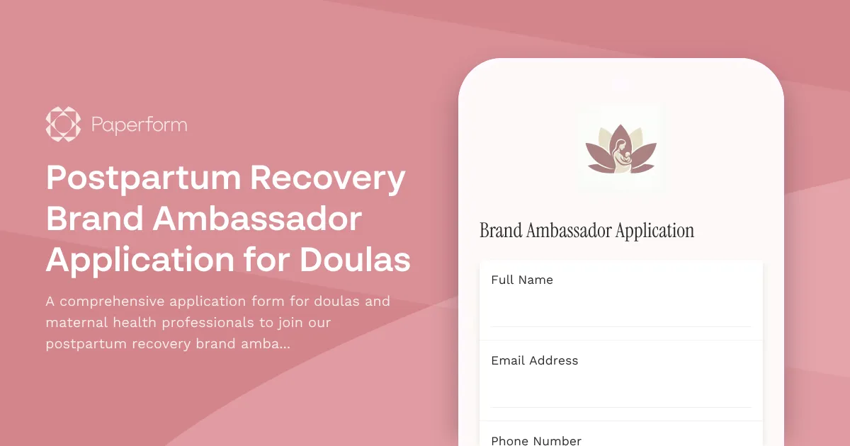 Postpartum Recovery Brand Ambassador Application for Doulas