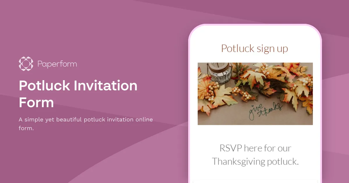 Potluck Invitation Form
