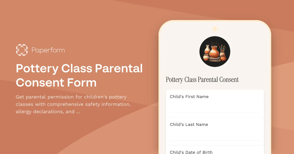 Pottery Class Parental Consent Form