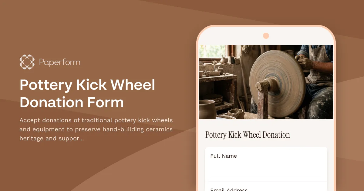 Pottery Kick Wheel Donation Form