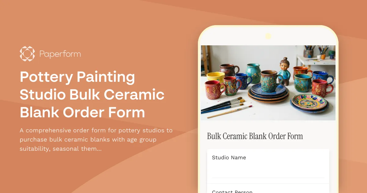 Pottery Painting Studio Bulk Ceramic Blank Order Form