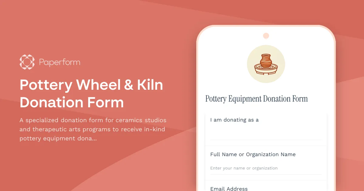 Pottery Wheel & Kiln Donation Form