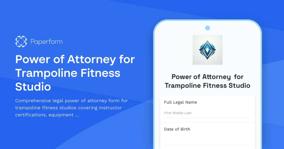 Power of Attorney for Trampoline Fitness Studio