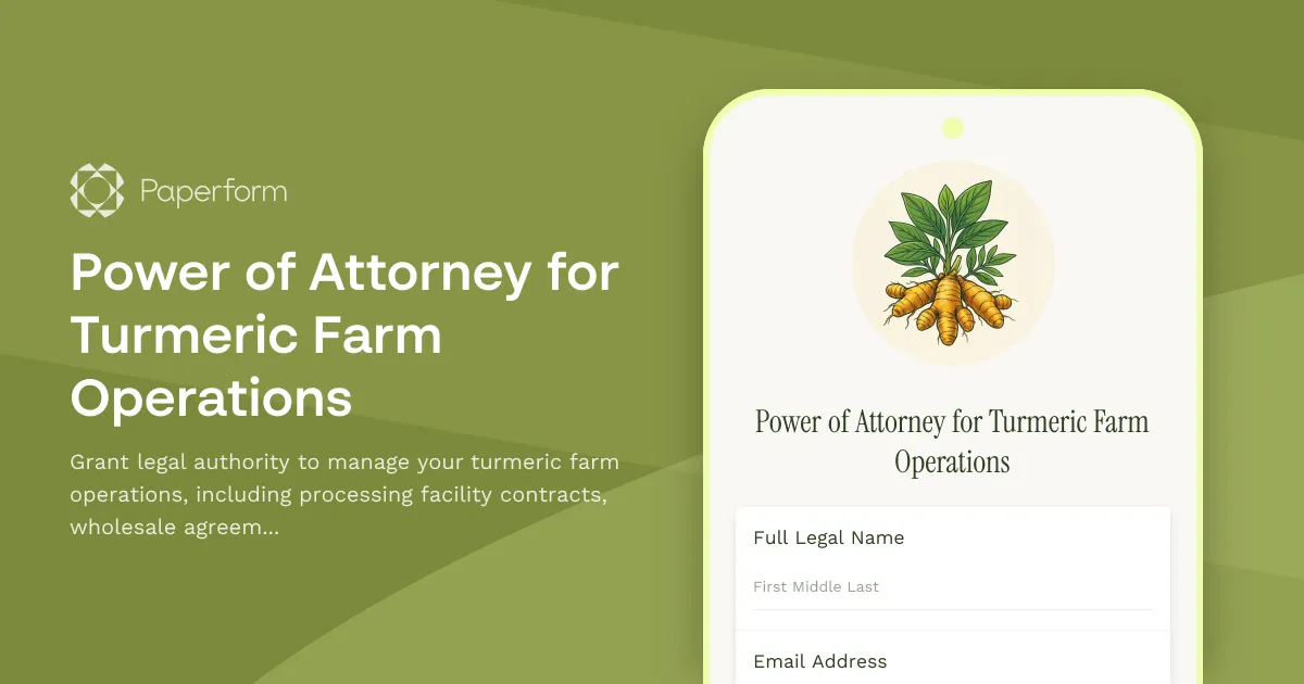 Power of Attorney for Turmeric Farm Operations