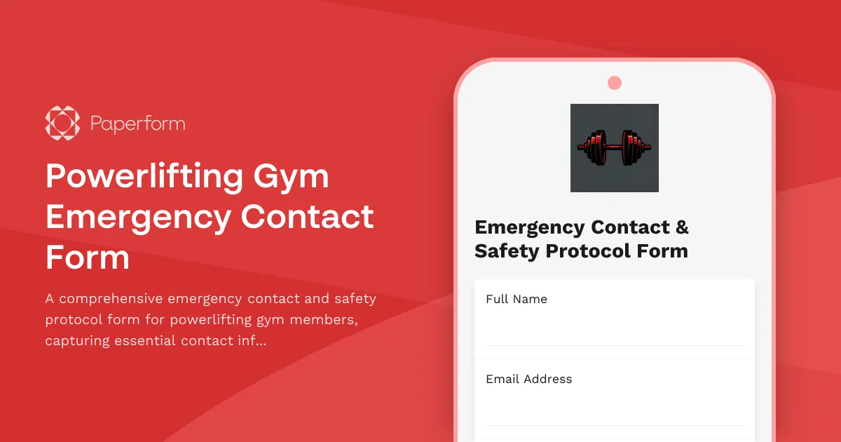 Powerlifting Gym Emergency Contact Form